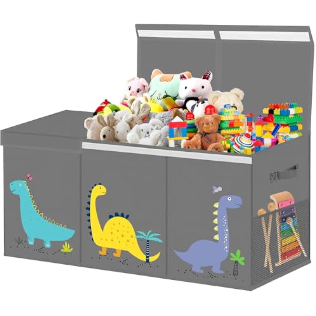 Extra Large Toy Box Storage for Boys Girls - Collapsible Toy Chest Organizer for Kids,Toy Bin Container with Lid and Handles for Clothes,Blanket,Nursery,Playroom,Bedroom,Stuffed Animals,Quilt (Grey)