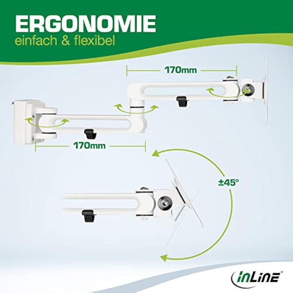 InLine Slatwall 23183B Monitor Bracket Long White