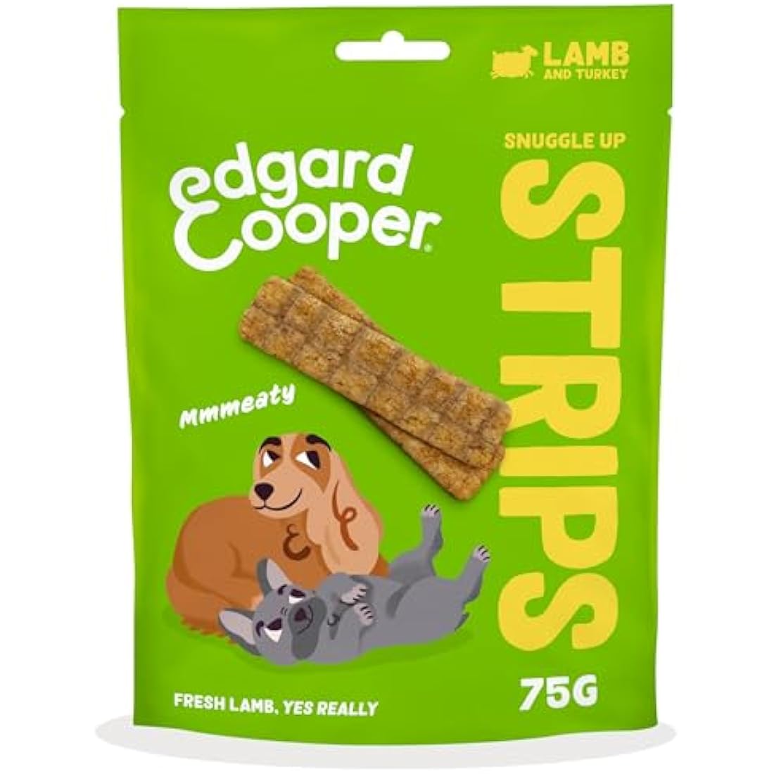 Edgard Cooper Natural Dog Treats - Lamb and Turkey Snuggle Up Strips - (10 x 75g bag), Grain Free, High in Protein & fresh meat, full of essential amino acids for healthy insides