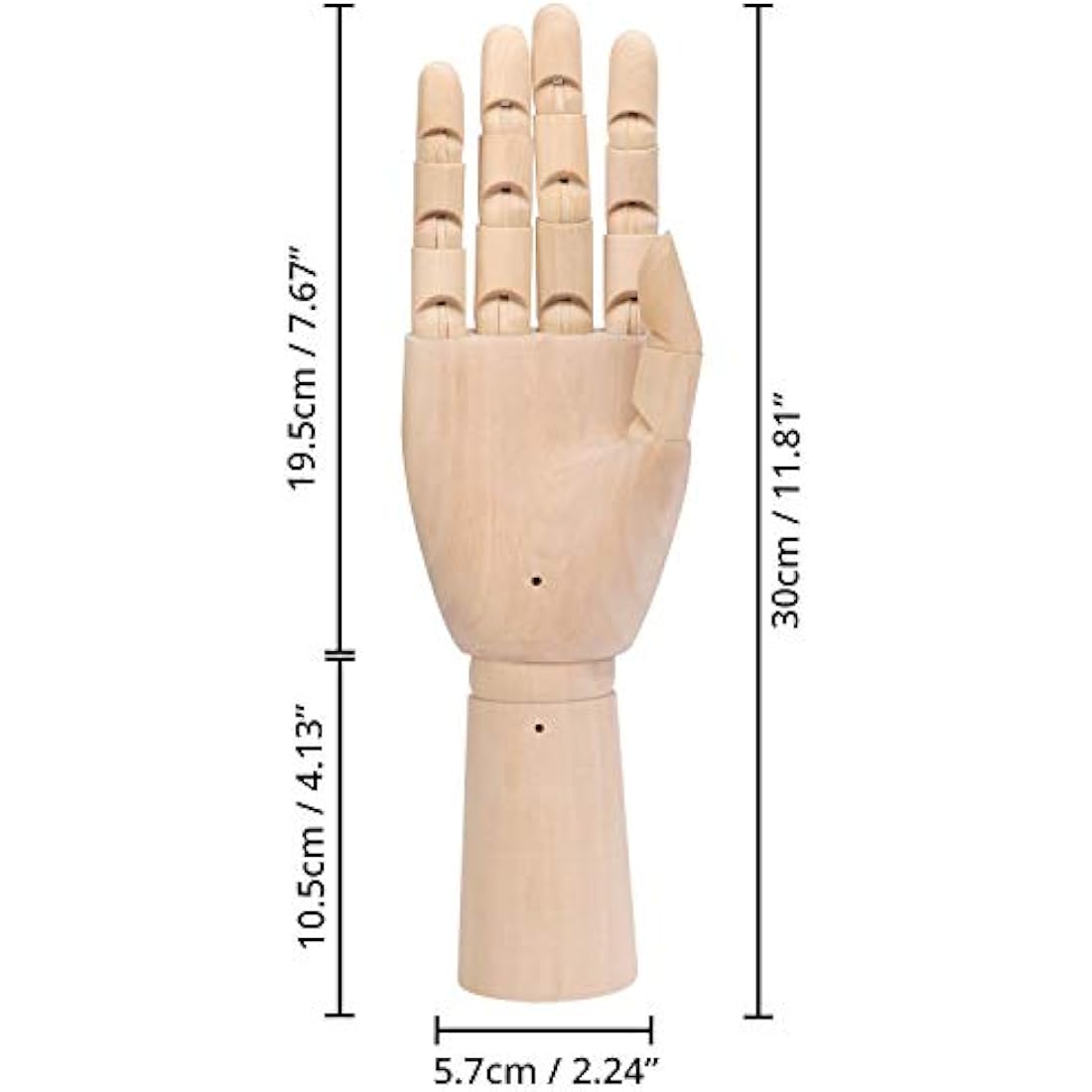 Belle Vous Flexible Wooden Mannequin Left & Right Hand Model Figures (2 Pack) - 30cm (11.81 Inches) - Movable Display Manikin with Finger Joints for Drawing, Sketching & Painting - Jewellery Holder