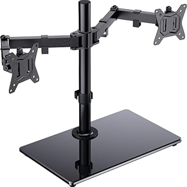 ErGear Dual Monitor Stand for 13”- 32” Screen, Freestanding Dual Arm Desk Mount with Sturdy Base, Adjustable Double Monitor Stand Hold 8KG/Arm