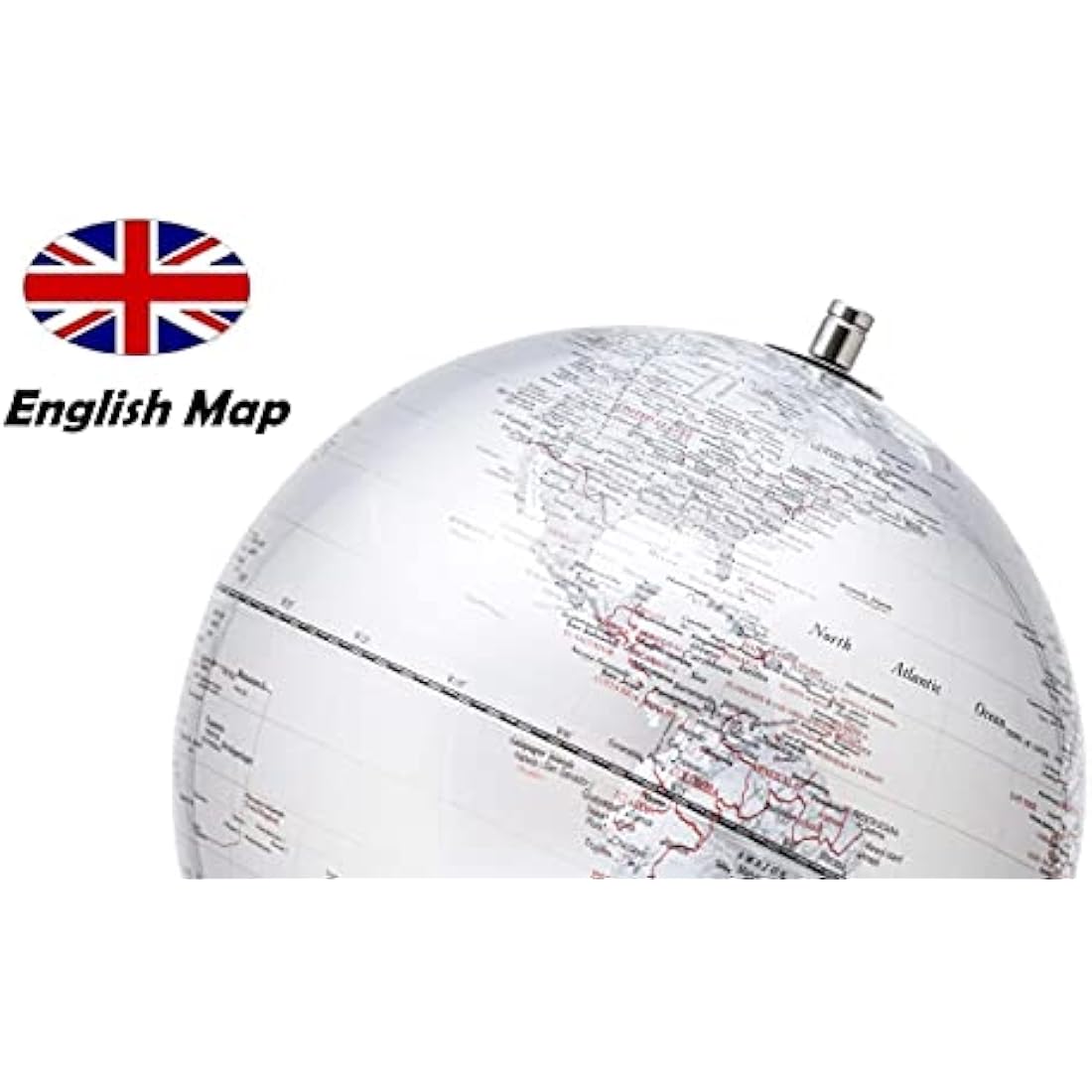 Exerz 25cm World Globe- Stainless Steel Ring Standing, Packaging in premier Kraft Box, Perfect for Gifting - Metallic Silver Colour