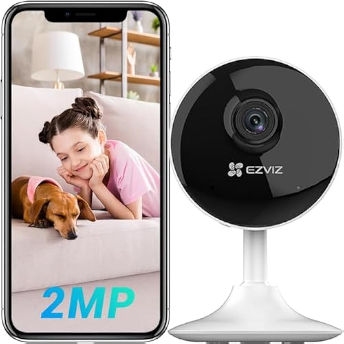 EZVIZ C1C 2 Pack Mini Home Security Camera Indoor, 1080P Wired Wifi Camera, Home Secuirty Camera, 10M Night Vision, Motion Detection, Alarm, Two Way Audio, 2.4GHz Only, Alexa/Google/App Control