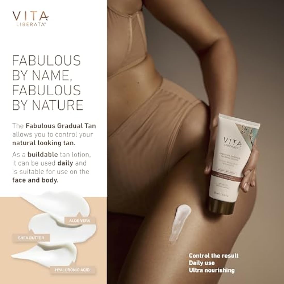 VITA LIBERATA, Fabulous Gradual Tanning Lotion 400ml & Dual Sided Self Tanner Mitt, Super Hydrating Hyaluronic Acid, Designed for Face & Body, Buildable Formula, Streak Free, Lasting Finish