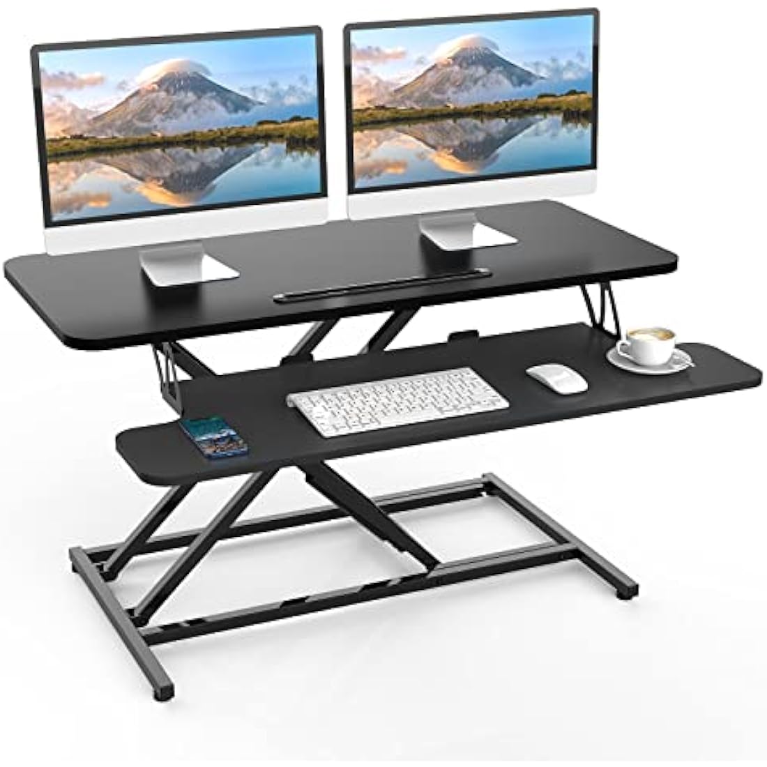 ERGOMAKER Standing Desk Converter, 36"/91cm Wide Height Adjustable Quick Sit to Stand Up Desk Riser for Dual Monitor