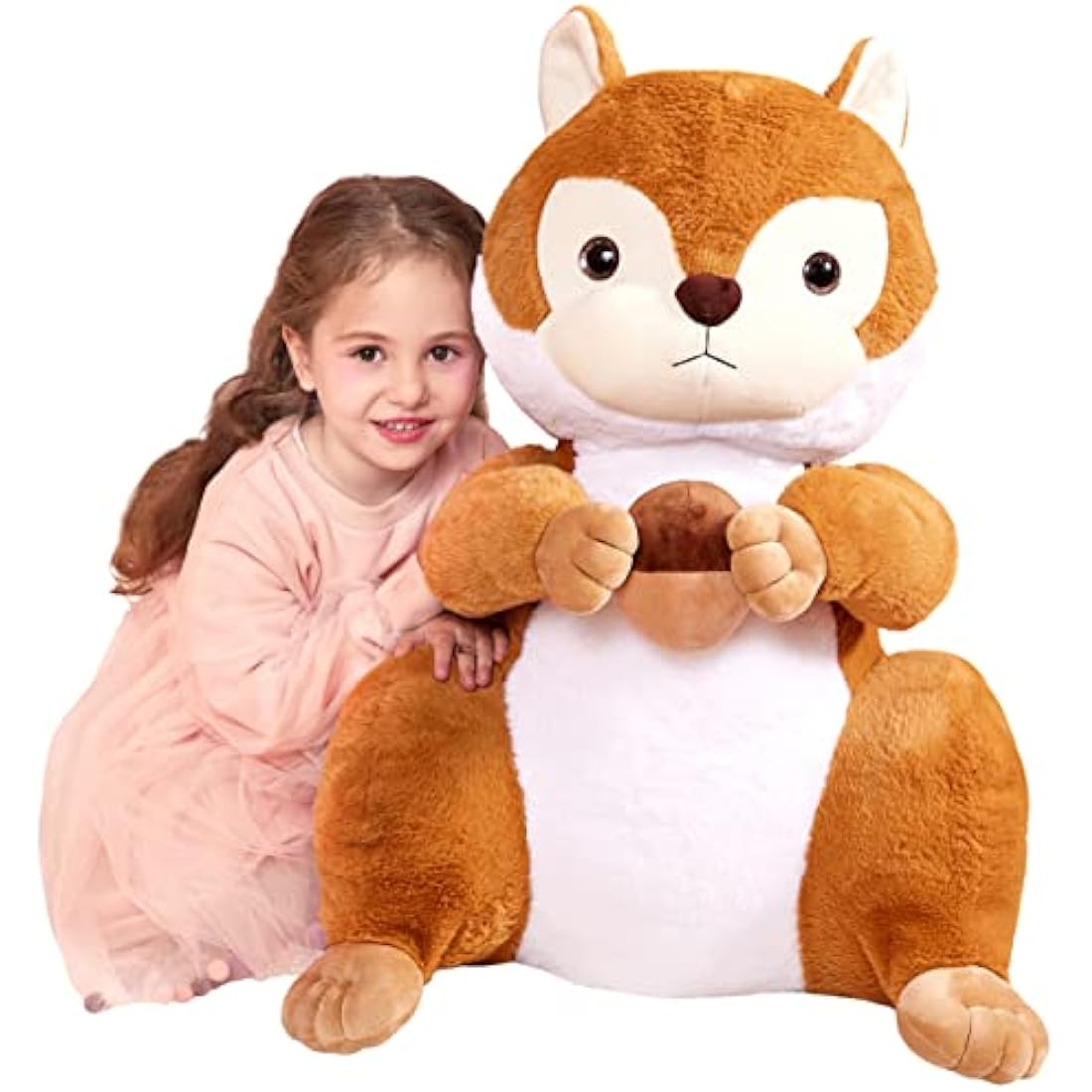 IKASA Giant Squirrel Stuffed Animal Plush Toy,60cm Large Cute Jumbo Soft Toys,Huge Big Size Fluffy Plushy Fat Gigantic Plushie,Gifts for Kids