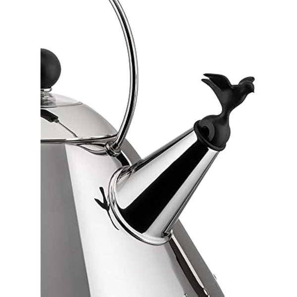 Alessi 9093 B Kettle Stainless Steel with Handle and Bird-Shaped Whistle Polyamide Black