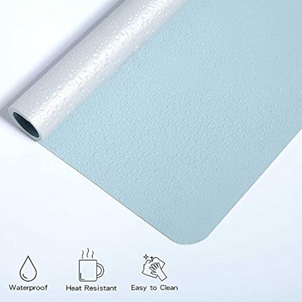 DOBAOJIA Desk Pad X-Large, Desk Mat, Desk Blotter, Laptop Pad, Extended Mouse Mat, Mouse Pad XXL, Writing Pad for Office/Home, Dual-Side Use PU Leather Waterproof 31.5" X 15.7"(Light Blue/Silver)