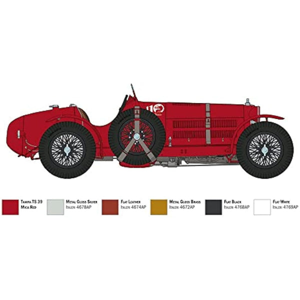 Italeri 4708S Alfa Romeo 1:12 8C/2300 1931-33 Building, Stand Model Making, Crafts, Hobby, Gluing, Plastic Kit, red, Mittel