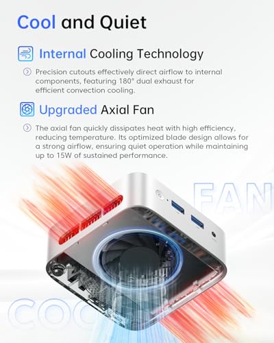 T8Plus Mini PC, 12th Gen Intel Alder Lake N95 (up to 3.40Ghz), 8GB DDR4 256GB M.2 SSD Mini Desktop PC with Dual Ethernet/4K HDMI*3, 2,4/5 G WiFi,BT4.2 for home theatre/office/school