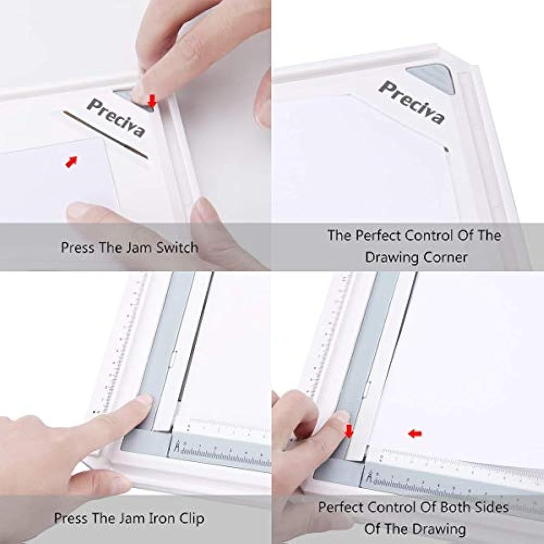 Preciva A3 Drawing Board, A3Drawing Table, Multi-function Technical Drafting Tables Metric System 51 * 36.5cm with Parallel Motion Accessories, Adjustable Angle