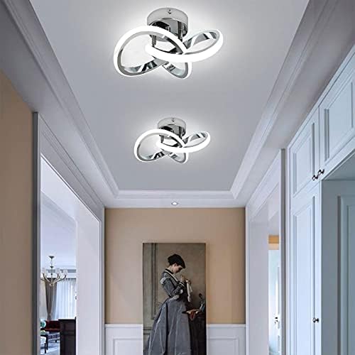 HOUZEE Ceiling Lamp Small Elegant Unique Silver Ceiling Light Fixture for Aisle Entrance LED Ceiling Lights for Hallway Cold White Light 22W