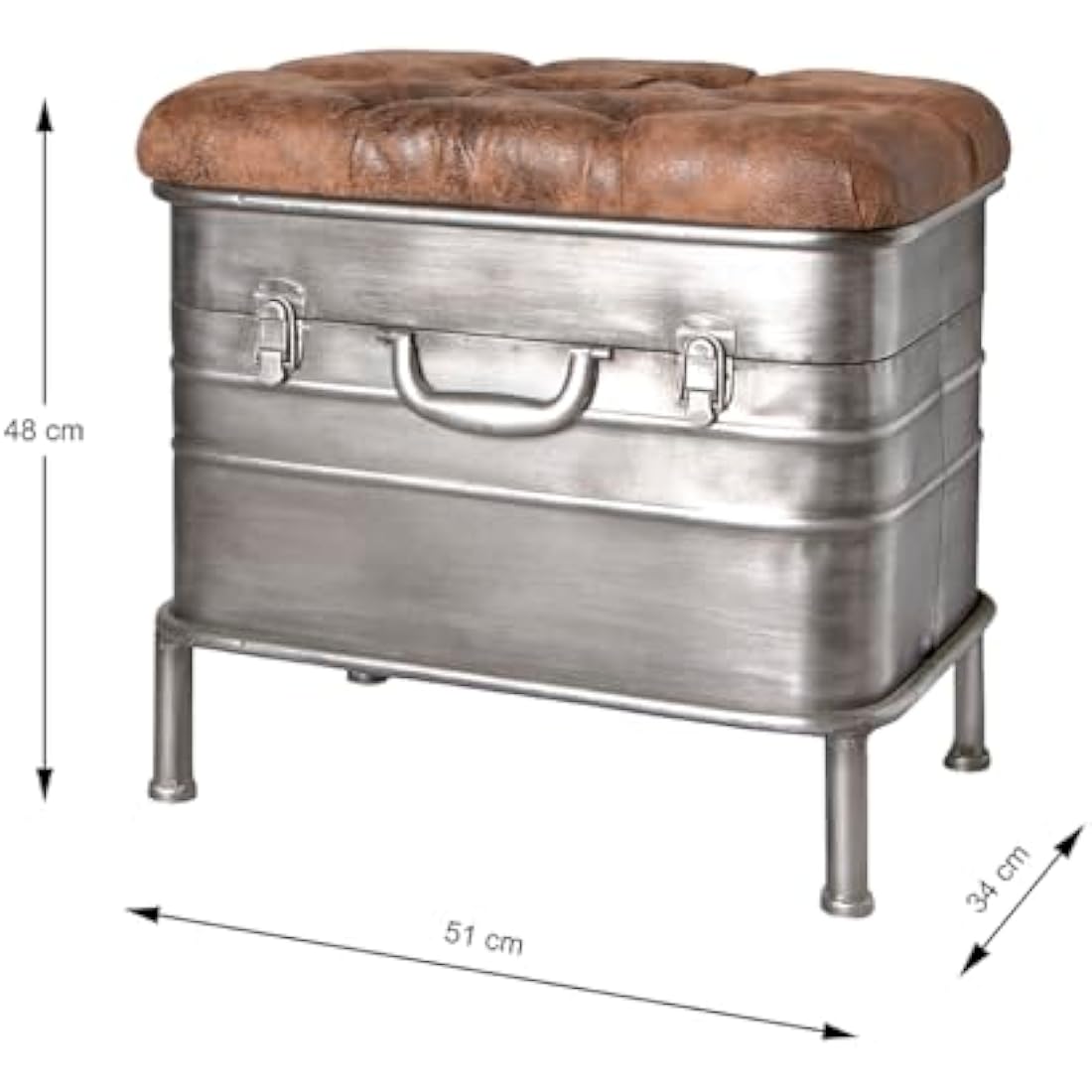 HAKU Möbel Bench Vintage, Metal, Fabric - Size: W 51 cm X H 48 cm X D 34 cm, Style: Industrial