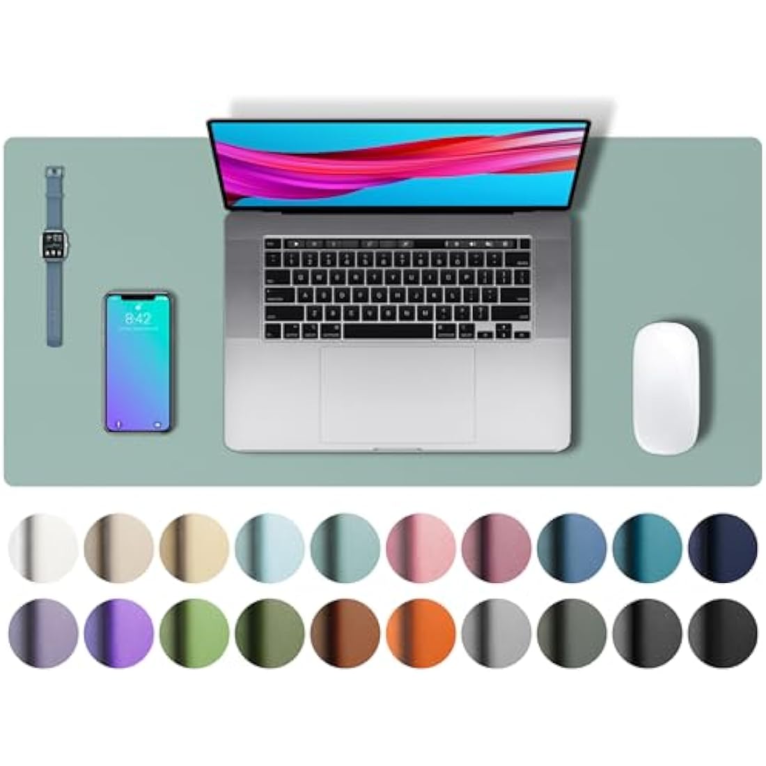 Aothia Leather Pad, Mouse Mat, Office Desk Pad, Non-Slip PU Leather Desk, Laptop Desk Pad, Waterproof Desk Writing Pad for Office and Home (60 cm x 35 cm, Light Blue)