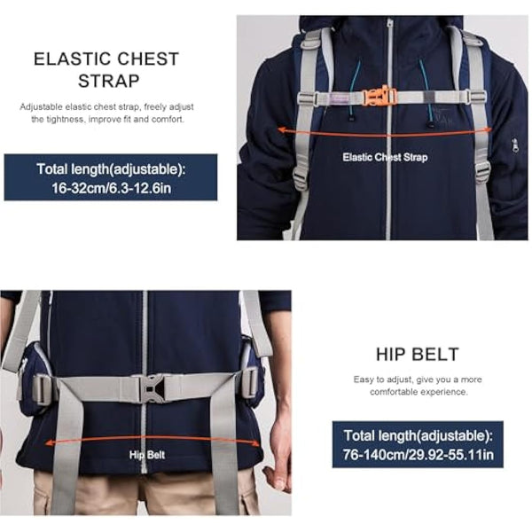 MOUNTAINTOP 70L Hiking Backpack water-resistant Internal Frame Backpacks Large Trekking Mountaineering Rucksack with Rain Cover for Men Women Cover Outdoor