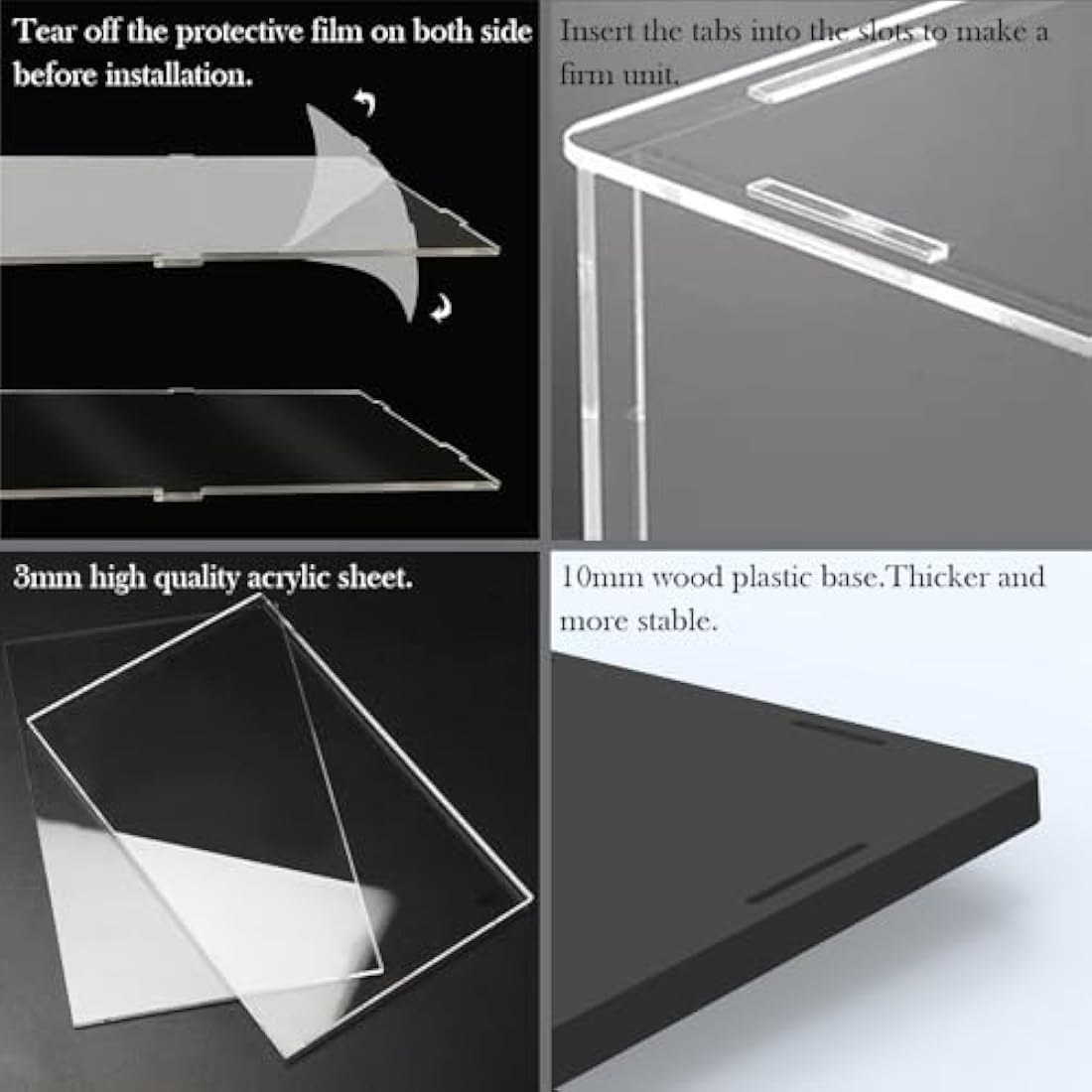 Nynelly 79 cm Tall Acrylic Display Case for Lego Disney Castle 71040 for Lego Display Case for Models Figures Dolls Assemble Dustproof Thickened Clear Display Box Display Cabinet(Black)