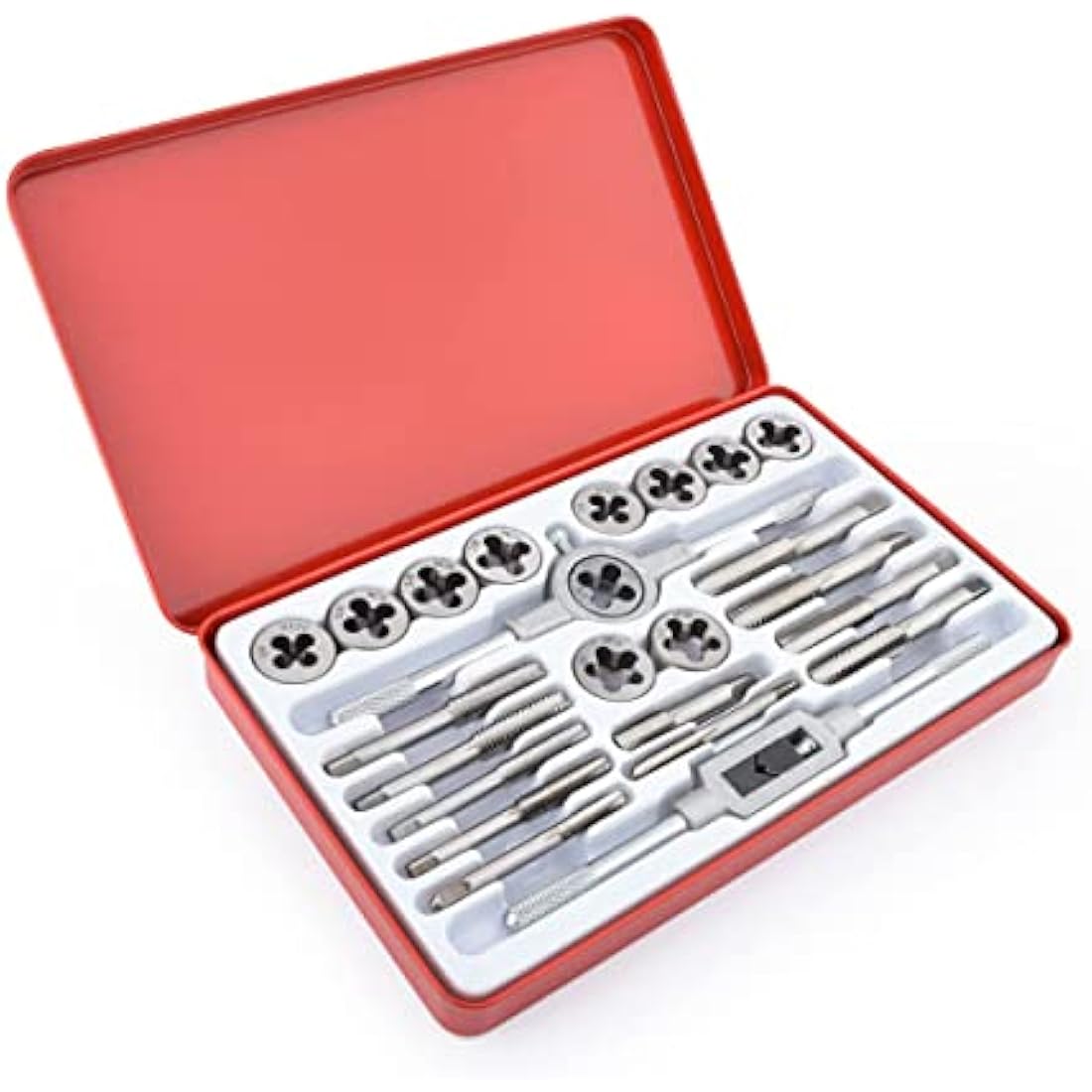 Gunpla UNF and UNC Taps and Dies Set 24 Pieces SAE 1/8-1/2 Inch Tungsten Alloy Steel Tapping and Threading Tool Kit, Heavy Duty Internal and External Cutting Male Female Threads with Die Holder