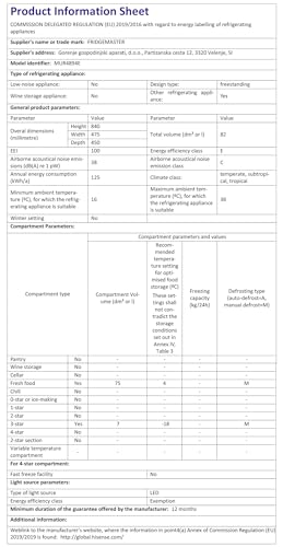 Fridgemaster MUR4545 Small Table Top 45cm Mini Fridge - 45 L - Mechanical Control with Adjustable Thermostat - Reversible Door - 39 dB Low noise - Broad Climate Design - White - E Rated