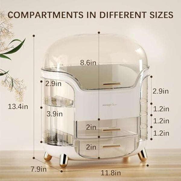 Suyoo Makeup Organiser Storage Box - Cosmetics, Skincare and Beauty Case with Clear Lid Display and Drawers for Dresser & Bathroom, Dust-Proof Waterproof
