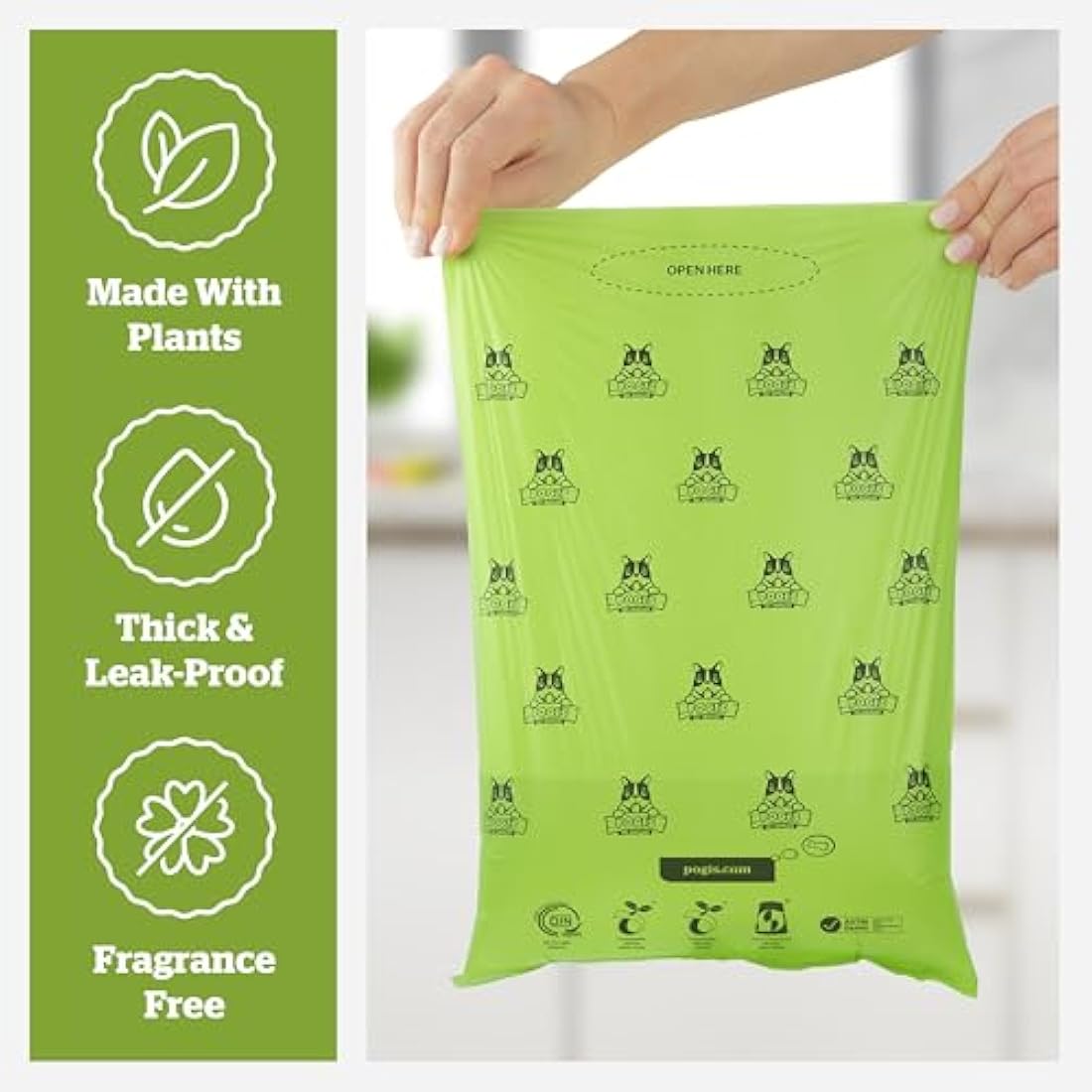Pogi's Compostable Dog Poo Bags – Leak-Proof, Extra-Large, Made with Plants – 32 Rolls (480 Bags)