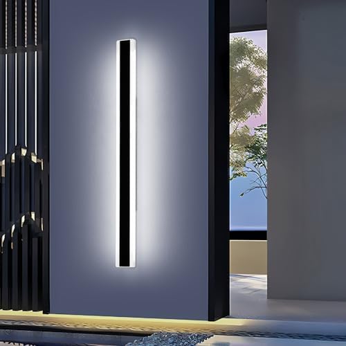 Mikeru 6500k Cool White Outdoor Wall Light, 150cm Modern Porch Wall Light, LED Vertical Long Acrylic Garden Fixture, IP65 Waterproof for Balcony, Living Room, Garage, Patio