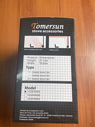 Tomersun 4 Blades Stove Fan Heat Powered Wood/Log Burner Fan Eco Friendly Heat Circulation for Wood/Log Burner/Fireplace