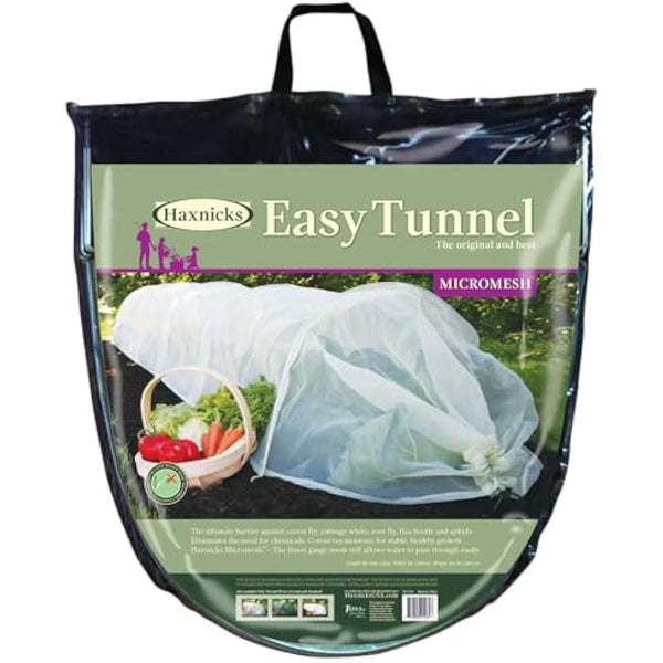 Haxnicks Easy Tunnel Micromesh Garden Tunnel | Ready To Use Fold Out Design Ultra Fine Netting Garden Tunnel | Plant Protection Cloche | Garden Pests Aphids Black Fly | L300 x W45 x H30 cm Etun100101
