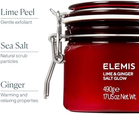 ELEMIS Frangipani Monoi Salt Glow 490g – Exfoliating Salt Scrub with Monoi Oil & Frangipani Flower – Hydrating Body Scrub for Smooth, Radiant Skin – Ideal for Dry & Rough Skin