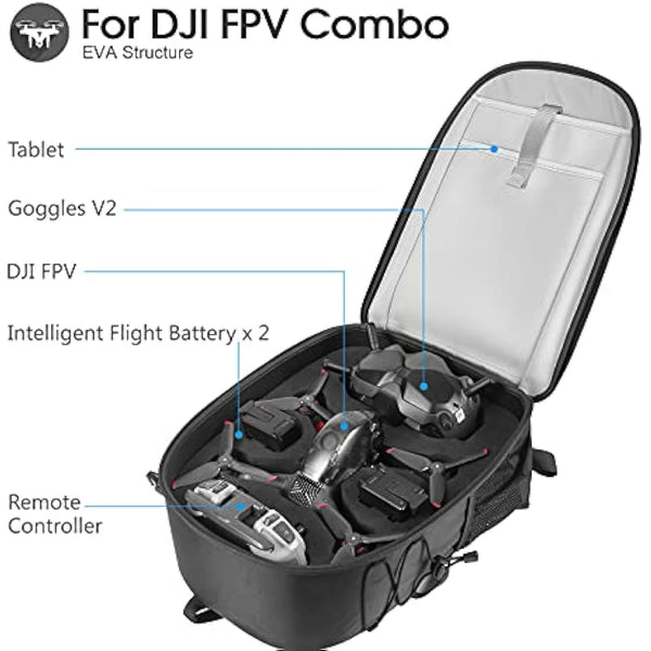 Smatree Professional Hard Backpack for DJI FPV Combo, Ready to Fly Waterproof Backpack Bag for DJI FPV Racing Drone, Goggles V2, Remote Controller 2, Motion Controller and Other Accessories