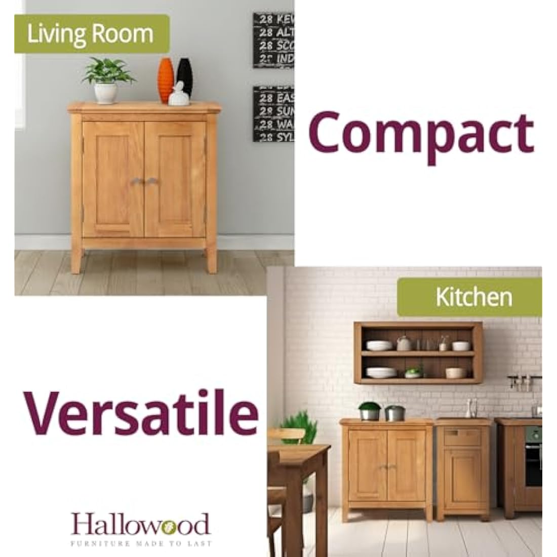 Hallowood Furniture Hereford Small Cupboard with Adjustable Shelf, Shoe Storage Cabinet, Light Oak Shoe Cabinet for Bedroom or Hallway, Stylish Wooden Kitchen, Bathroom or Living Room Furniture