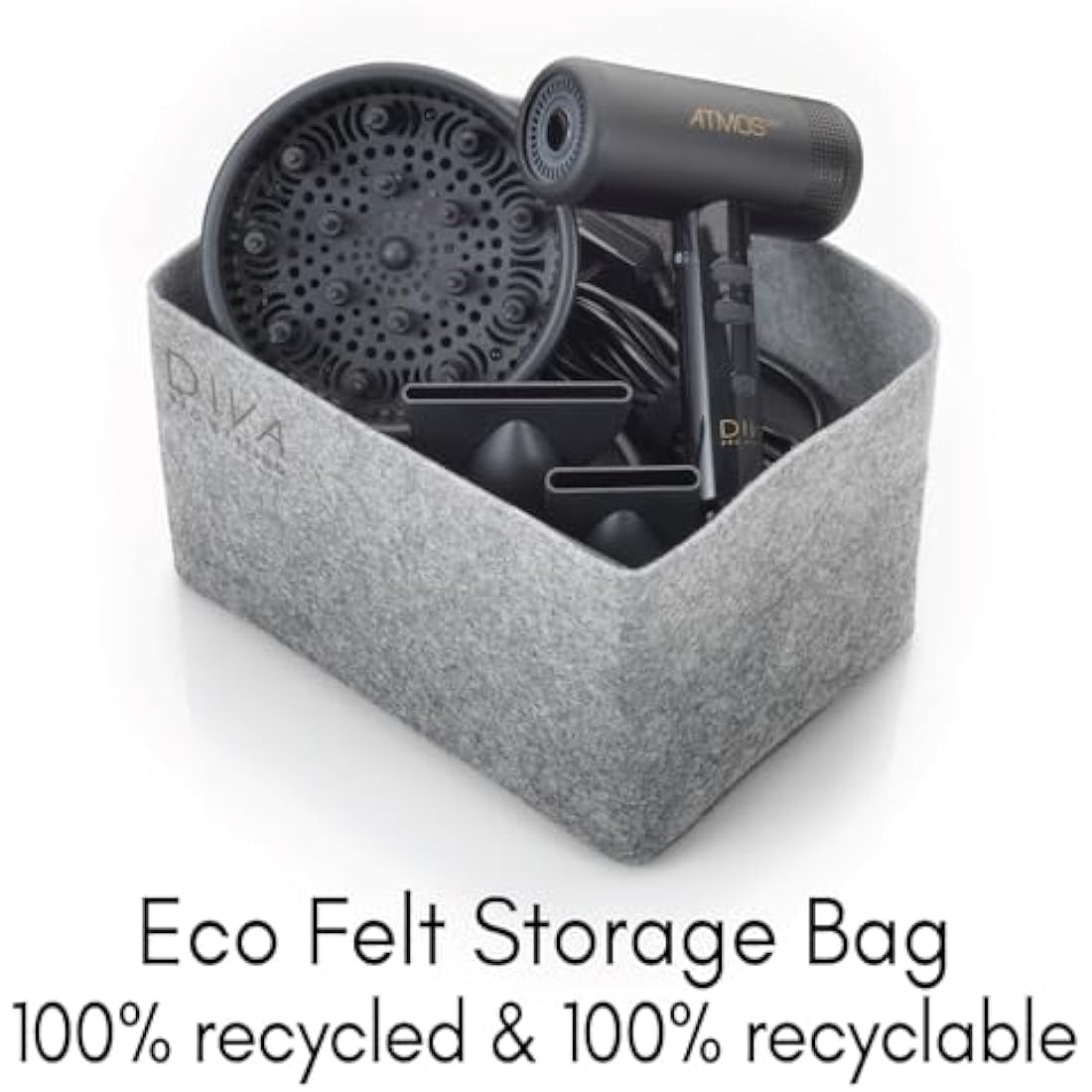 Diva Pro Styling Atmos Dry Compact Diffuser Hairdryer - Ultra high-Powered, Lightweight and Incredibly Quiet