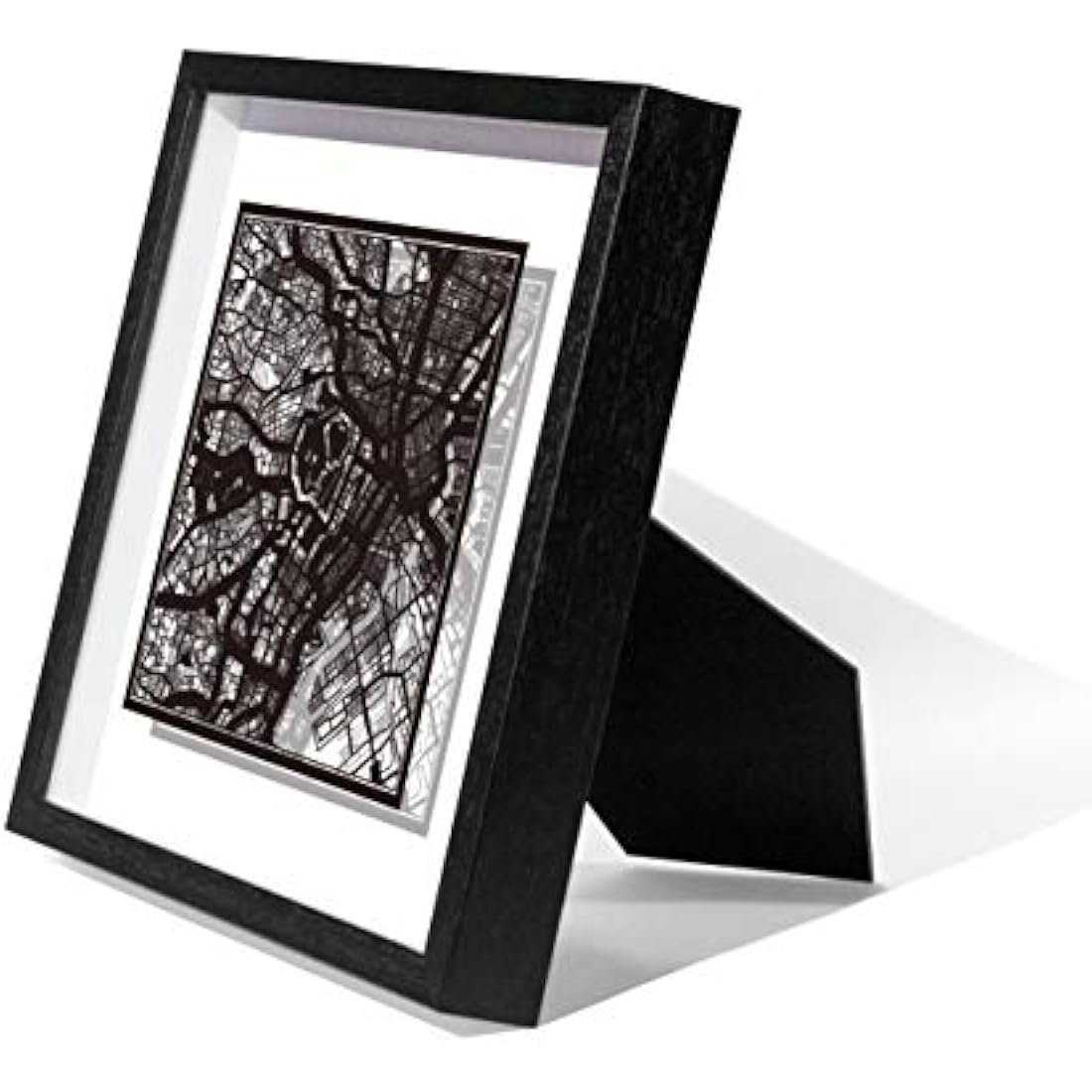 O3 DESIGN STUDIO Tokyo Marco de Papel para mapas, Black map, Black frame, 9x9 inches, Gift Boxed, 2 background color, self-changing, Paper Art