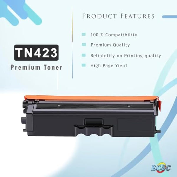 ECSC Compatible Toner Cartridge Replacement for Brother DCP-L8410CDW HL-L8260CDW HL-L8360CDW MFC-L8690CDW MFC-L8900CDW TN423B TN423C TN423M TN423Y (Black/Cyan/Magenta/Yellow, 4-Pack)