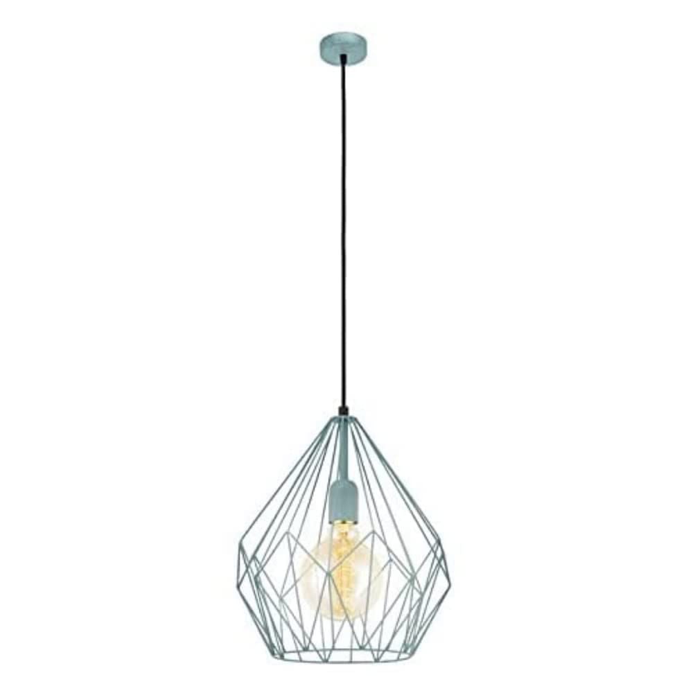 Eglo Carlton 1 Vintage Pendant Lamp, Retro Ceiling Light in Mint Steel, Dining and Living Room Hanging Lighting, E27 Socket