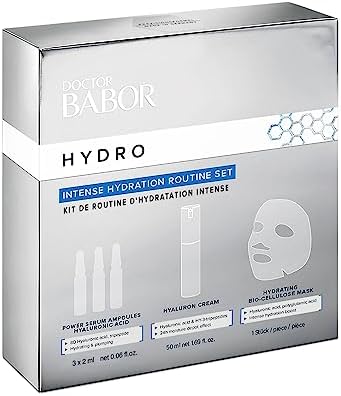 Doctor BABOR Hydro Set, with moisturizing products, cream, ampoules and mask, intensive moisturizing, fresh and rosy complexion, 3 pieces