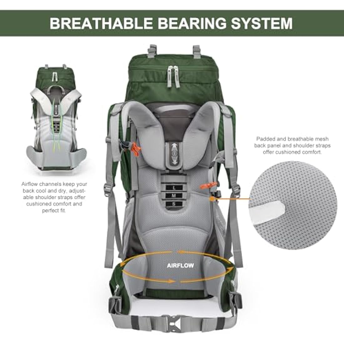 MOUNTAINTOP 70L Hiking Backpack water-resistant Internal Frame Backpacks Large Trekking Mountaineering Rucksack with Rain Cover for Men Women Cover Outdoor