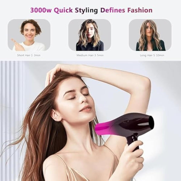 Jooayou Hair Dryer, 3000W Professional Ionic Hairdryers with Diffuser for Women Men Kids, Powerful Blow Dryer with 3 Heat 2 Speed and Cool Button for Home Travel Salon Use