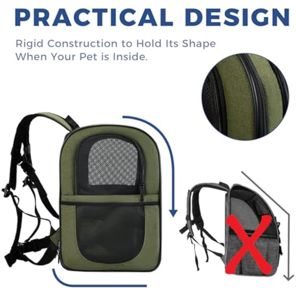 Apollo Walker Cat Carrier and Dog Carrier, for Large and Small Cat Pets (2-15 kg), Breathable Mesh Pet Carrier, Ideal for Hiking, Travel, and Outdoor Activities (Green)
