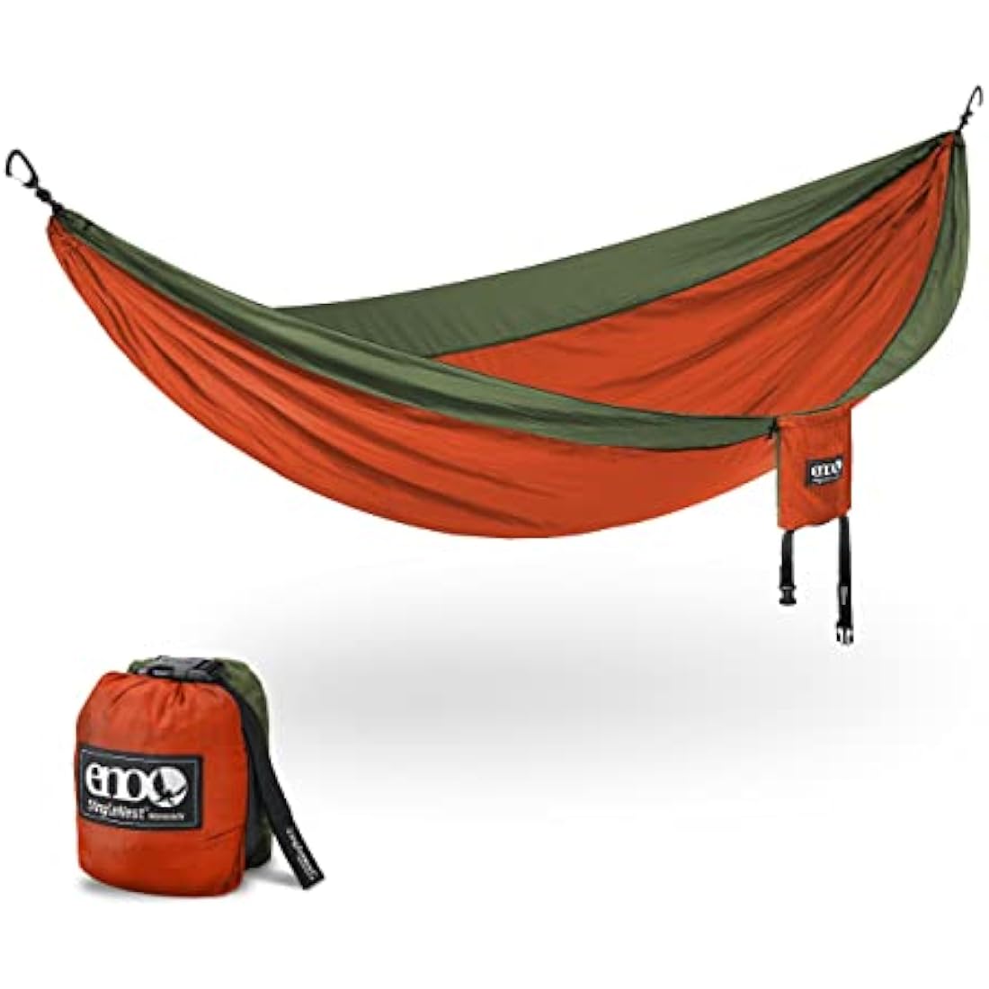 ENO, Eagles Nest Outfitters SingleNest Lightweight Camping Hammock, Orange/Olive