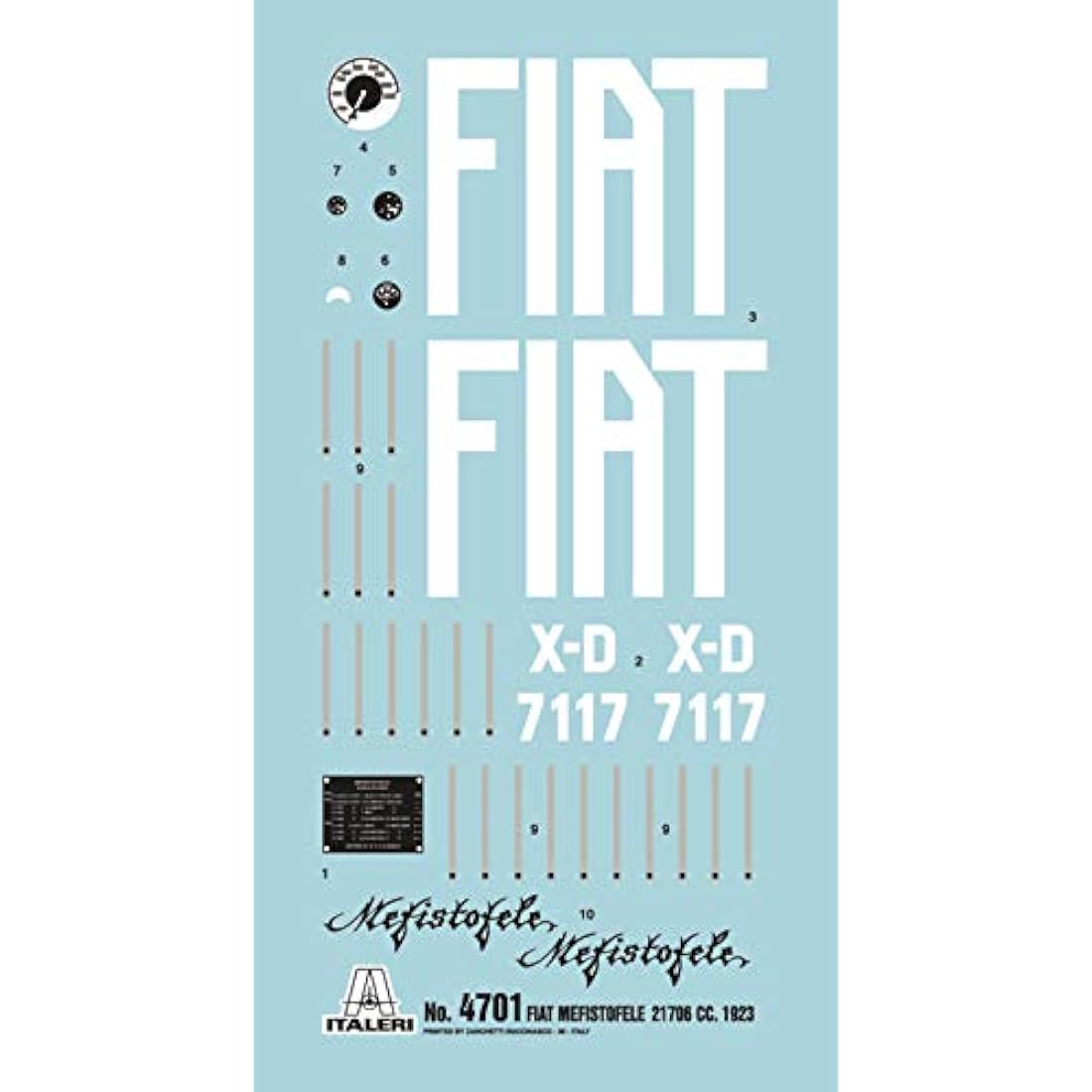 Italeri 510004701 1: 12 Scale Fiat Mefist Ofele 21706 °C.c. 1923 25, Vehicle