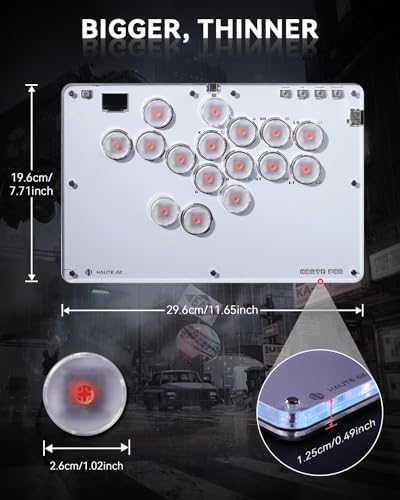 Sehawei Haute42 Arcade Stick 16Keys All-Button Gamerfinger with Turbo Functions & Custom RGB,Arcade Controller Street Fight for PC/Ps3/Ps4/Switch/Steam Game Keyboard-Supports Hot Swap & SOCD