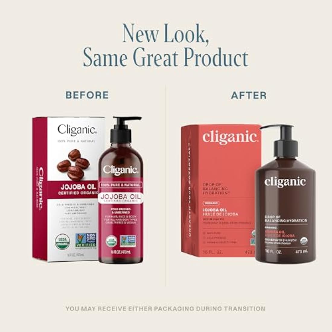 Certified Organic Jojoba Oil 473ml with Pump | 100% Pure Natural Cold Pressed Unrefined, Hexane Free Carrier Oil | for Hair Face & Nails | Cliganic 90 Days Warranty