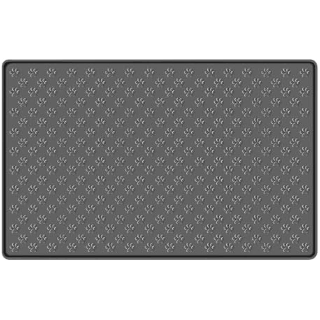 MOACC Dog Food Mat, Silicone Pet Feeding Mat, Non Slip & Waterproof Bowl Mat for Dog and Cat, 47 x 30 cm, Grey Paw Pattern