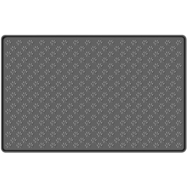 MOACC Dog Food Mat, Silicone Pet Feeding Mat, Non Slip & Waterproof Bowl Mat for Dog and Cat, 47 x 30 cm, Grey Paw Pattern