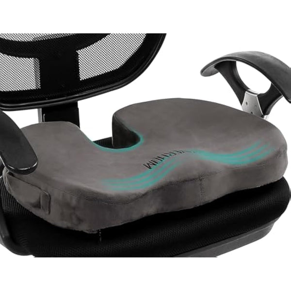 foverhom Gel Seat Cushion for Long Sitting,Office Chair Cushion for Tailbone Pain Relief,Non Slip Orthopedic 50 Density Slow Rebound Memory Foam Car Seat Cushion with Handle and Concealed Zipper