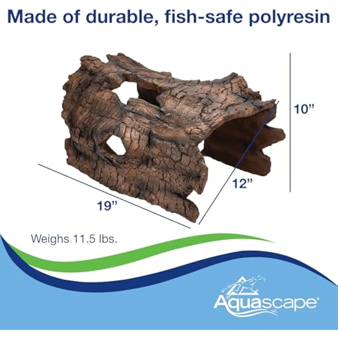 Aquascape 78324 Koi Predator Control Faux Log Fish Cave, Brown