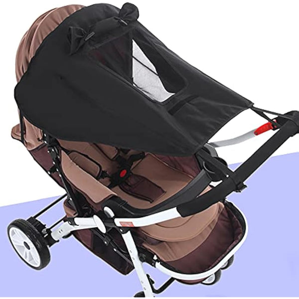 Universal Buggy Pram Sunshade, Hantoc Pram Baby Sun Shade Sun Cover with Viewing Window for Strollers Pushchairs UV Protection Water Resistant Black