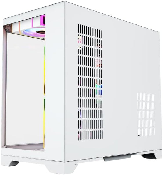 IONZ APEX Vision - PC Gaming Case, M/ATX Mini Tower, Dual Chamber with 6 ARGB PWM Fans - LCD Screen | Supports 240 mm AIO, White