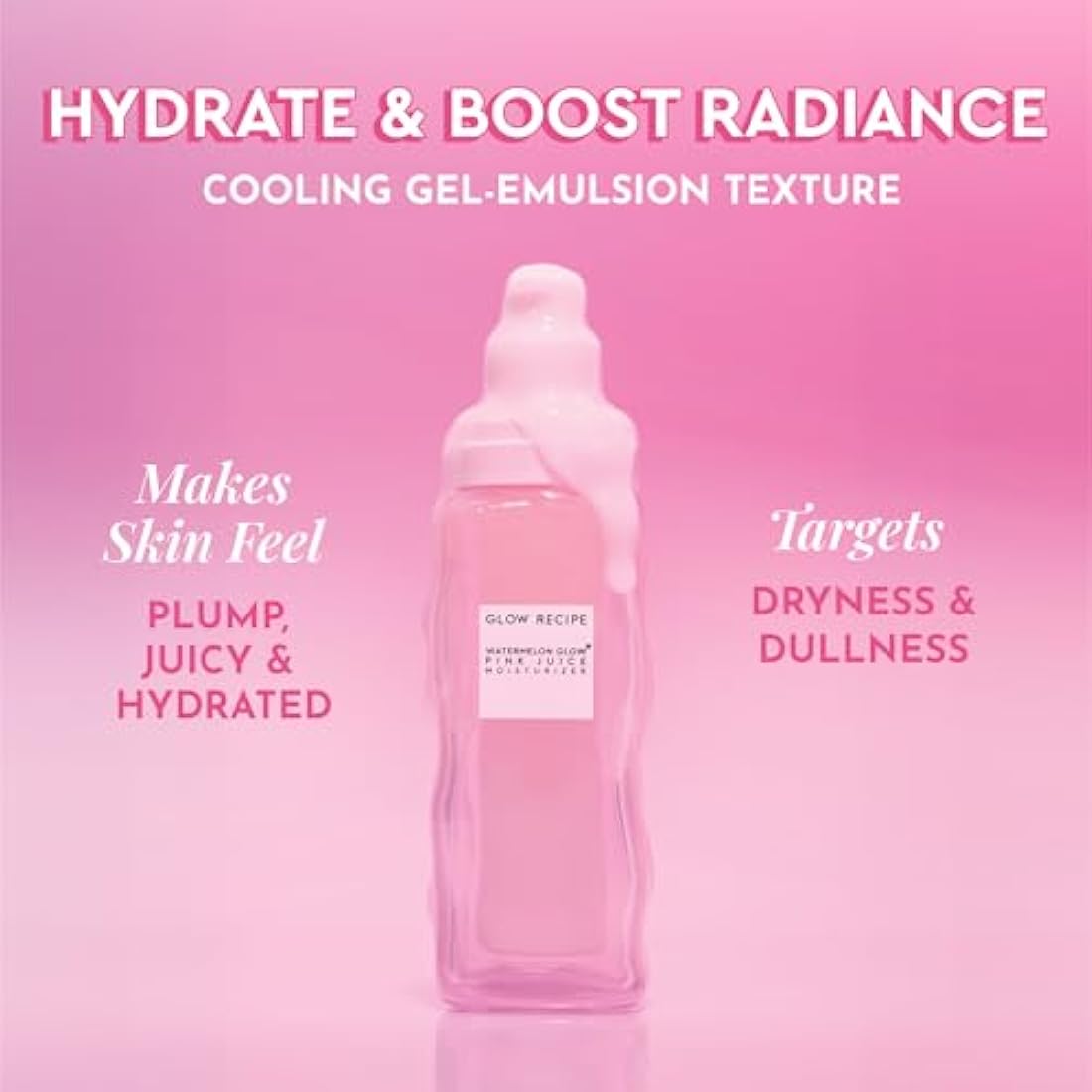 Glow Recipe Pink Juice Hydrating Face Moisturizer for Women & Men - Glass Skin Gel Moisturizer with Hyaluronic Acid & Watermelon - Lightweight, Fast-Absorbing Moisturizer for Dry Skin (50ml)