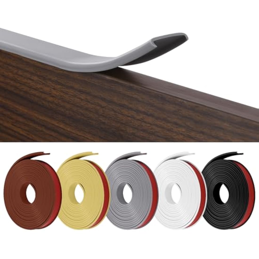 flintronic 5m*18mm U-Shape Flexible Furniture Edge Banding, Baby Safty Baby Edge Protector, Self Adhesive TPE Wood Edging Tape, DIY Furniture Edge Trim for Table, Cabinet, Furniture Restoration